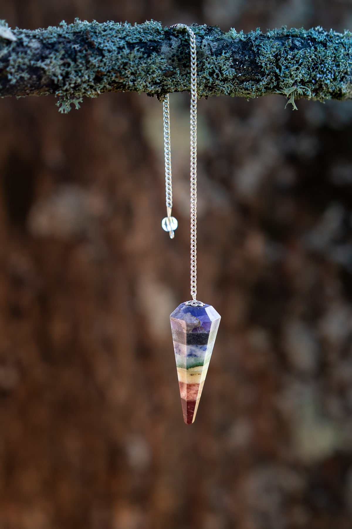 Péndulo Facetado de 7 Chakras (Piedras Naturales)