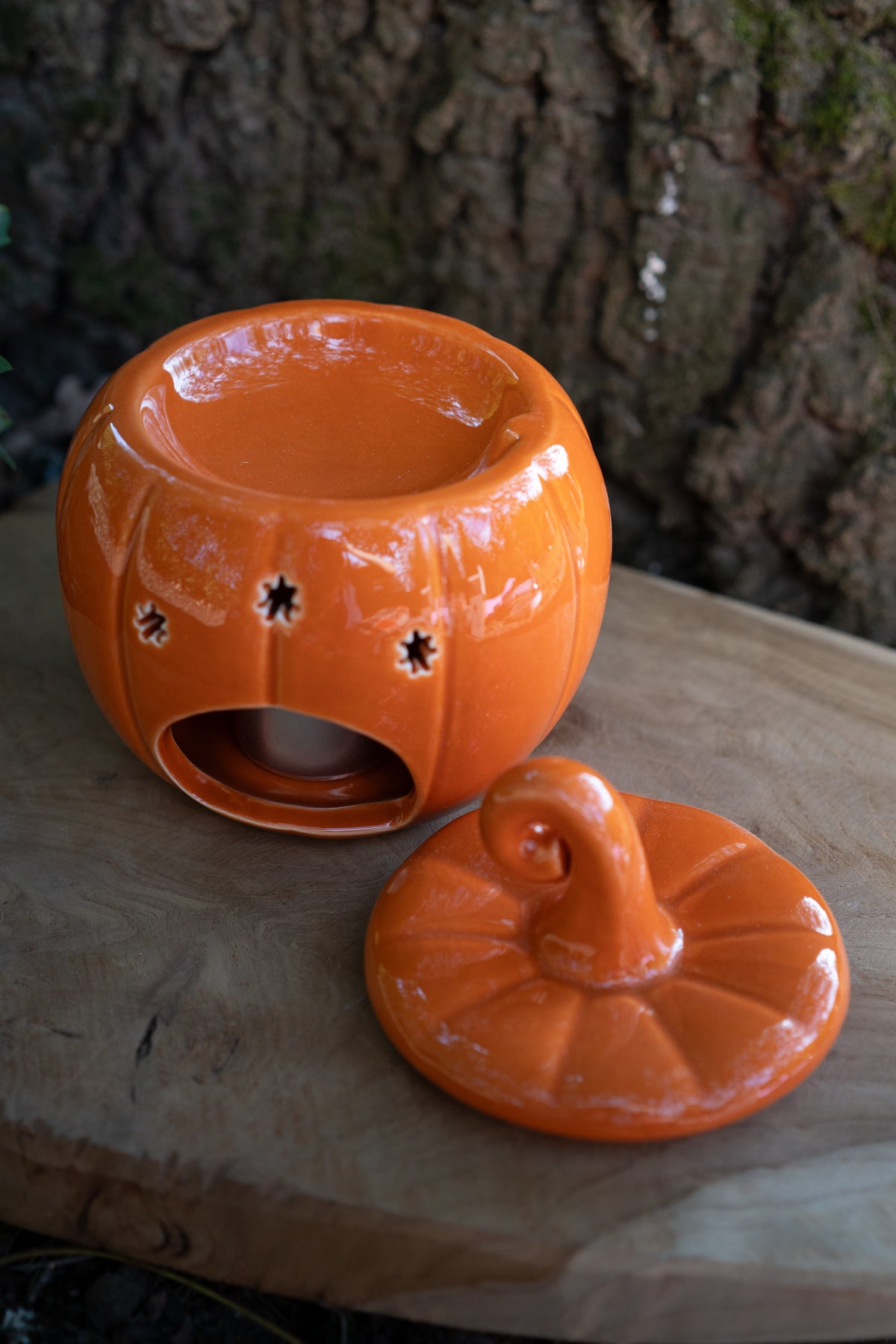 Quemador de Esencias Calabaza de Cerámica Naranja