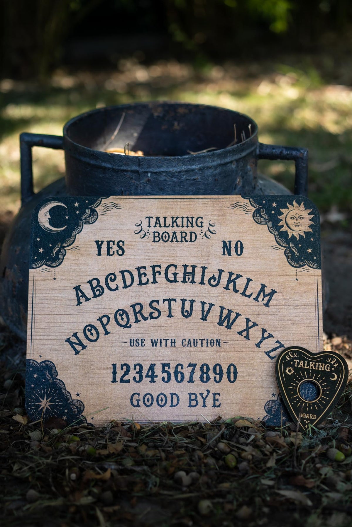 Tablero Ouija de Madera Estilo Vintage - Sol y Luna