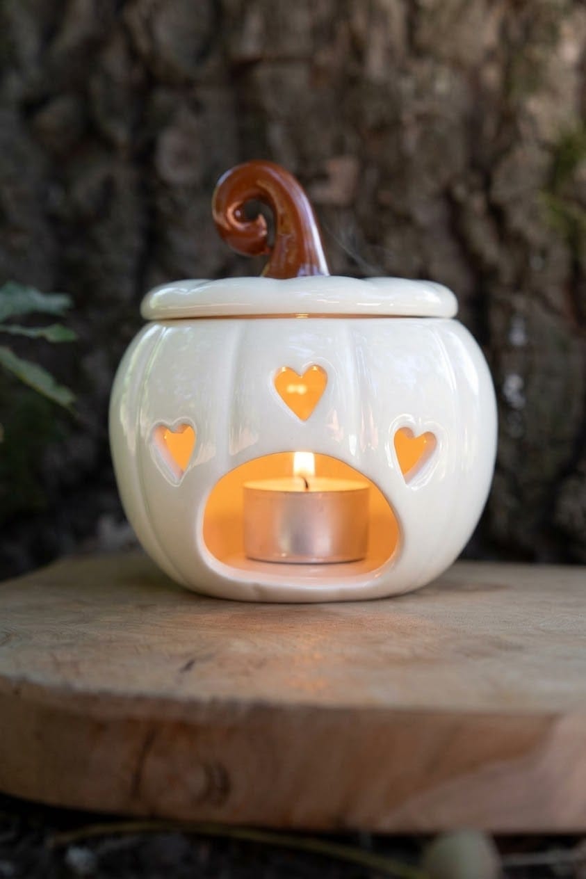 Quemador de Esencias Calabaza de Cerámica con Tapa Removible