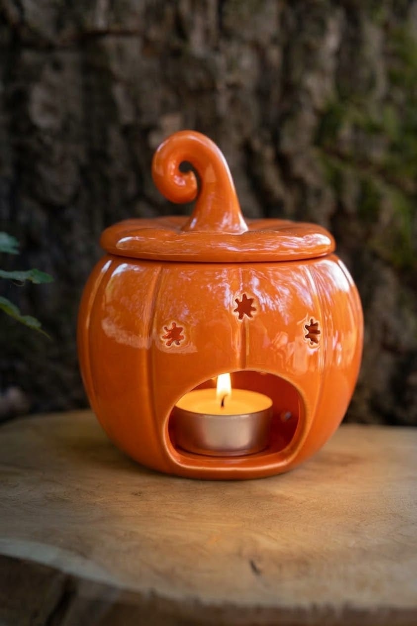 Quemador de Esencias Calabaza de Cerámica Naranja