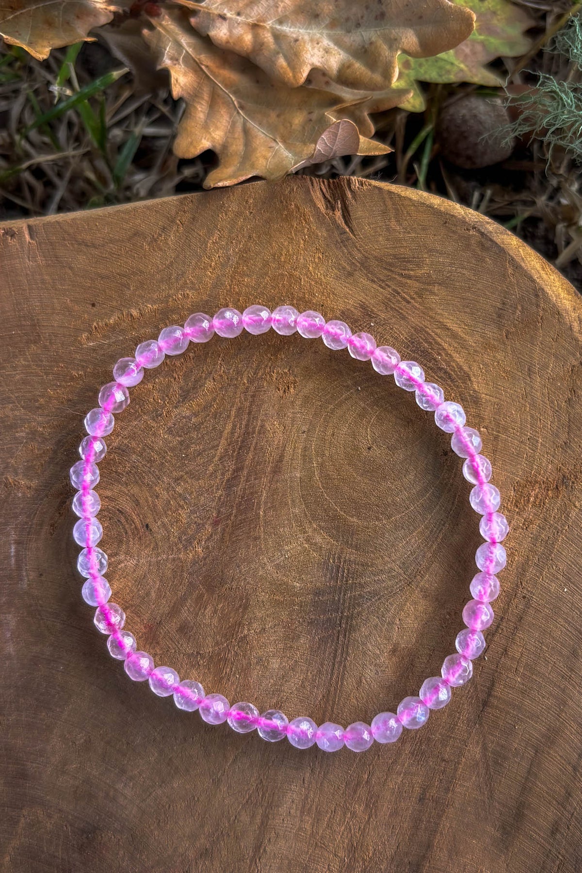 Pulsera Cuarzo Rosa Facetado 4mm