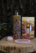 Kit de amor propio · Cuarzo rosa, vela y aceite