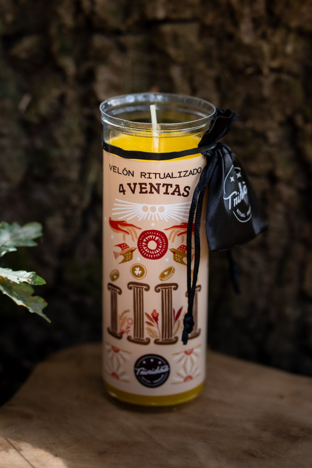 Velón Ritualizado 4Ventas - Amarillo con bolsita negra